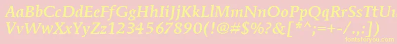 MendozaRomanItcMediumItalic Font – Yellow Fonts on Pink Background