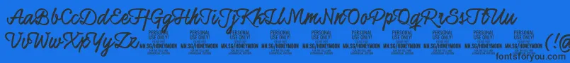 HoneymoonupboldPersonal Font – Black Fonts on Blue Background