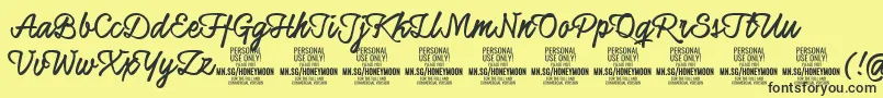 HoneymoonupboldPersonal Font – Black Fonts on Yellow Background