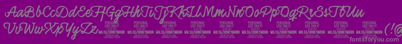 フォントHoneymoonupboldPersonal – 紫の背景に灰色の文字