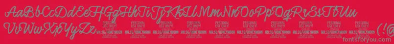 HoneymoonupboldPersonal-Schriftart – Graue Schriften auf rotem Hintergrund