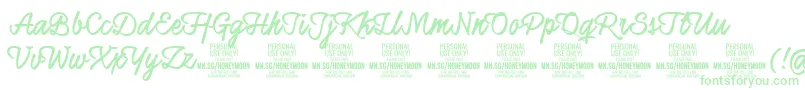 HoneymoonupboldPersonal Font – Green Fonts on White Background