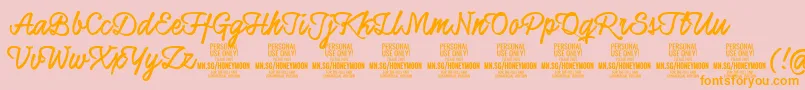 Czcionka HoneymoonupboldPersonal – pomarańczowe czcionki na różowym tle