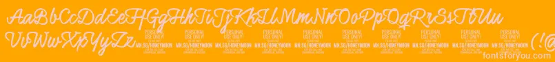 HoneymoonupboldPersonal Font – Pink Fonts on Orange Background