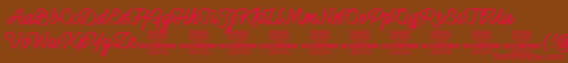 HoneymoonupboldPersonal-Schriftart – Rote Schriften auf braunem Hintergrund