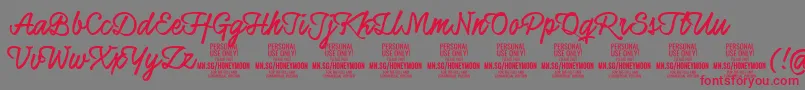 HoneymoonupboldPersonal Font – Red Fonts on Gray Background