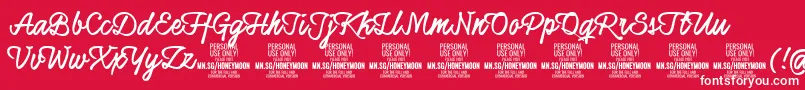 HoneymoonupboldPersonal Font – White Fonts on Red Background