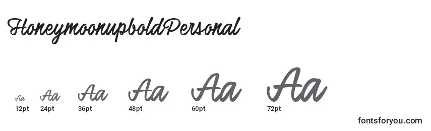 HoneymoonupboldPersonal Font Sizes
