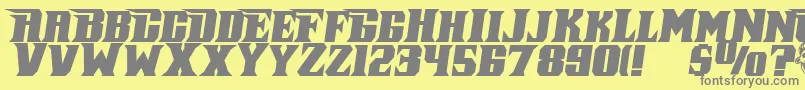 Fonte PirateKegItalic – fontes cinzas em um fundo amarelo