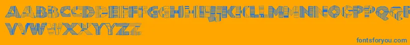 Chunbdc-Schriftart – Blaue Schriften auf orangefarbenem Hintergrund