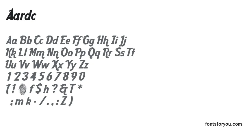 Schriftart Aardc – Alphabet, Zahlen, spezielle Symbole