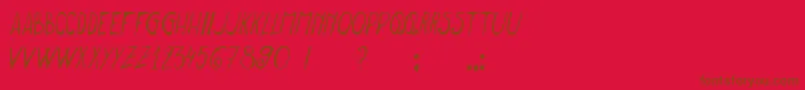 フォントMeetMeInMontauk – 赤い背景に茶色の文字