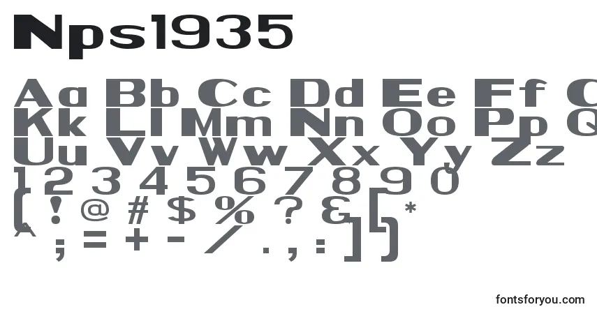 Schriftart Nps1935 – Alphabet, Zahlen, spezielle Symbole