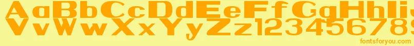 フォントNps1935 – オレンジの文字が黄色の背景にあります。