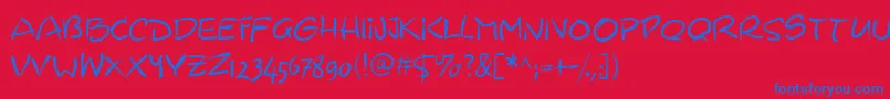 Wacomiqua67 Font – Blue Fonts on Red Background