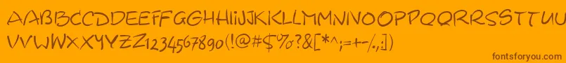 Wacomiqua67-Schriftart – Braune Schriften auf orangefarbenem Hintergrund