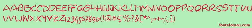 Wacomiqua67 Font – Red Fonts on Green Background