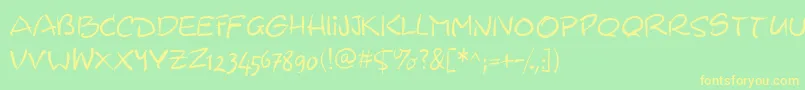Wacomiqua67-fontti – keltaiset fontit vihreällä taustalla
