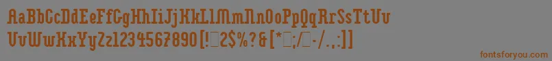 フォントImpaktLetPlain.1.0 – 茶色の文字が灰色の背景にあります。