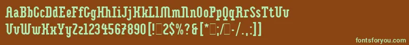 ImpaktLetPlain.1.0-fontti – vihreät fontit ruskealla taustalla