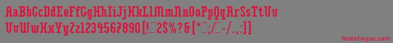 ImpaktLetPlain.1.0-fontti – punaiset fontit harmaalla taustalla