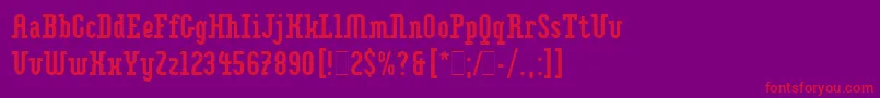 フォントImpaktLetPlain.1.0 – 紫の背景に赤い文字