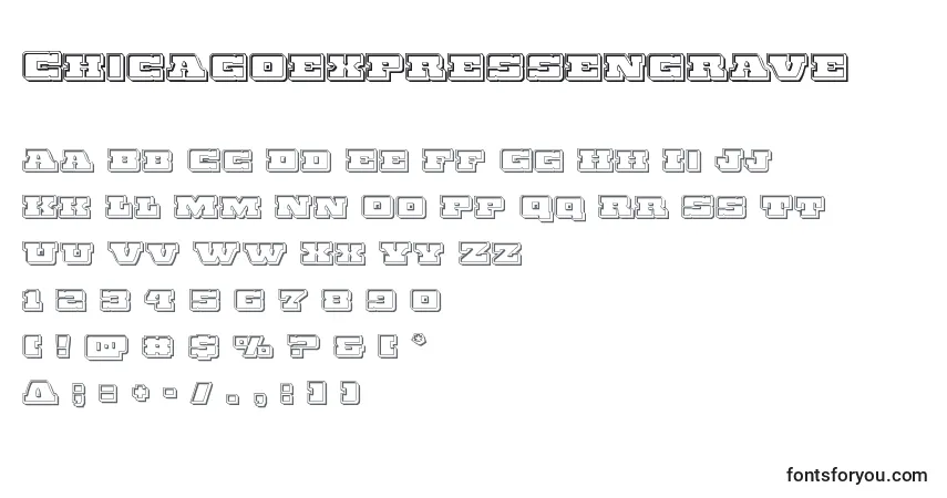 Шрифт Chicagoexpressengrave – алфавит, цифры, специальные символы