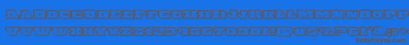 フォントChicagoexpressengrave – 茶色の文字が青い背景にあります。