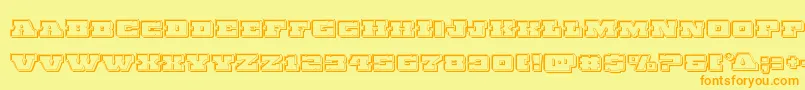 フォントChicagoexpressengrave – オレンジの文字が黄色の背景にあります。