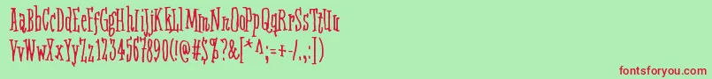 FifteenFeetOfPureWhiteSnow Font – Red Fonts on Green Background