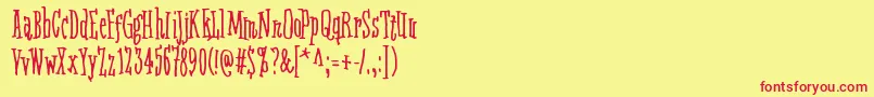 FifteenFeetOfPureWhiteSnow Font – Red Fonts on Yellow Background