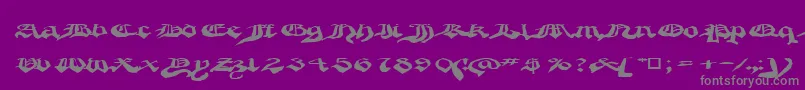 Weitere Informationen zur Crappygothic-Schriftart Crappygothic-Schriftart – Graue Schriften auf violettem Hintergrund