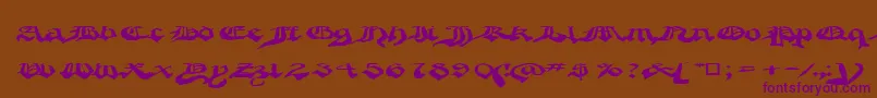 Crappygothic-Schriftart – Violette Schriften auf braunem Hintergrund