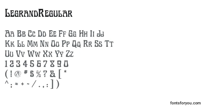 characters of legrandregular font, letter of legrandregular font, alphabet of  legrandregular font