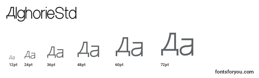 sizes of alghoriestd font, alghoriestd sizes