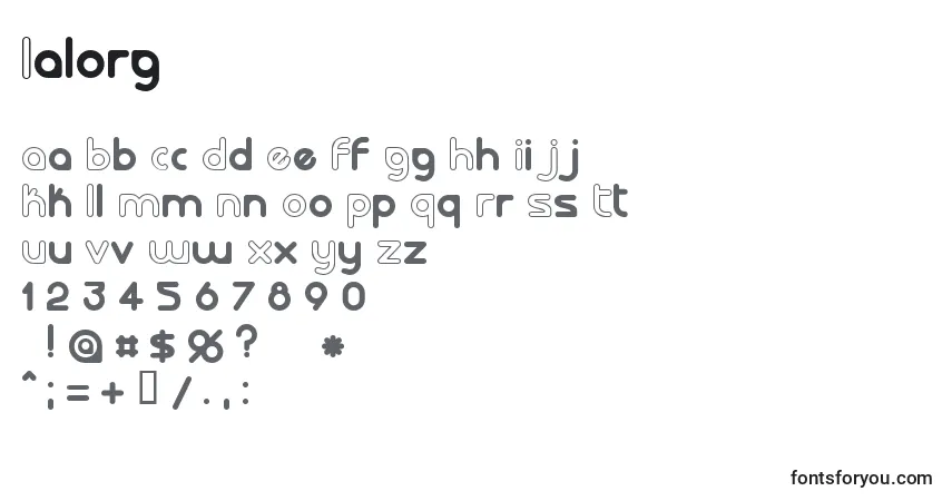 characters of lalorg font, letter of lalorg font, alphabet of  lalorg font