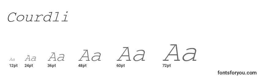 sizes of courdli font, courdli sizes
