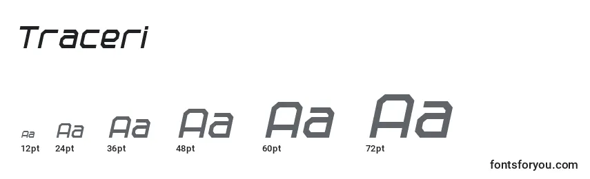 sizes of traceri font, traceri sizes