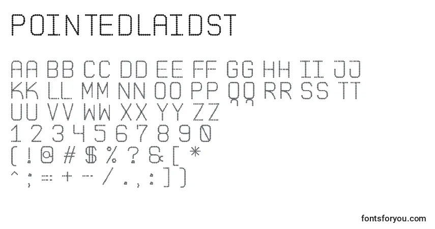 characters of pointedlaidst font, letter of pointedlaidst font, alphabet of  pointedlaidst font