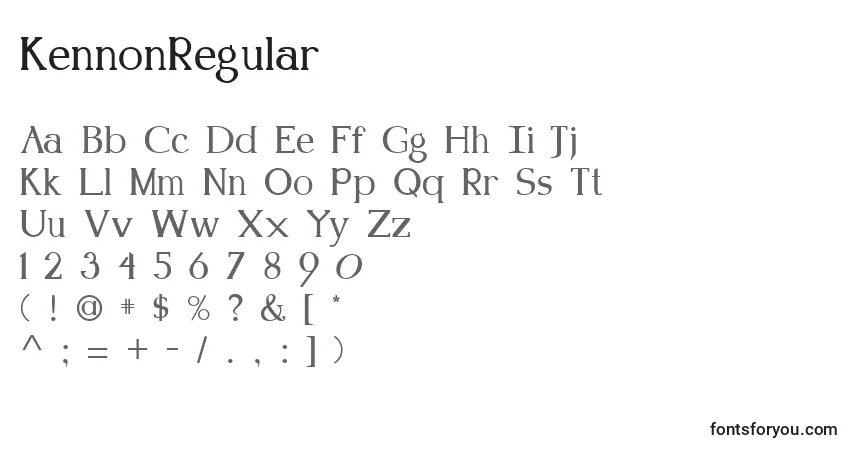 characters of kennonregular font, letter of kennonregular font, alphabet of  kennonregular font