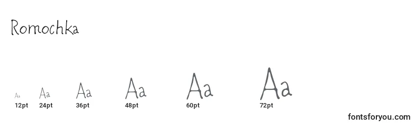 sizes of romochka font, romochka sizes