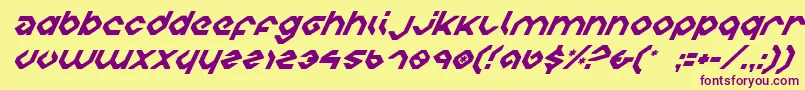 フォントCharliesAnglesItalic – 紫色のフォント、黄色の背景