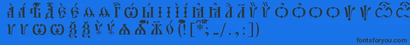PochaevskCapsIeucsSpacedout-Schriftart – Schwarze Schriften auf blauem Hintergrund
