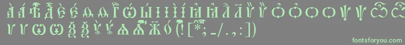 フォントPochaevskCapsIeucsSpacedout – 灰色の背景に緑のフォント