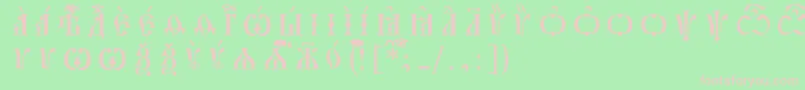 PochaevskCapsIeucsSpacedout Font – Pink Fonts on Green Background