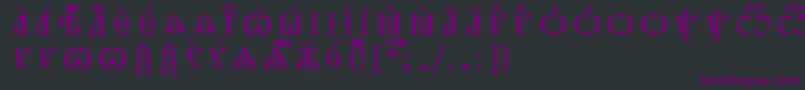 Czcionka PochaevskCapsIeucsSpacedout – fioletowe czcionki na czarnym tle