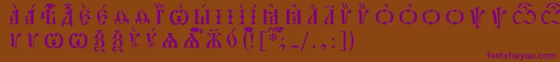 Шрифт PochaevskCapsIeucsSpacedout – фиолетовые шрифты на коричневом фоне