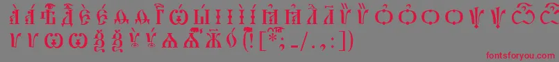 PochaevskCapsIeucsSpacedout Font – Red Fonts on Gray Background