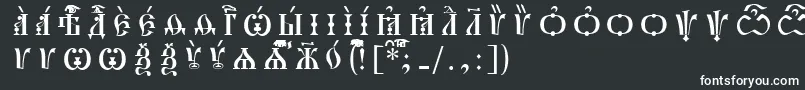 Шрифт PochaevskCapsIeucsSpacedout – белые шрифты на чёрном фоне