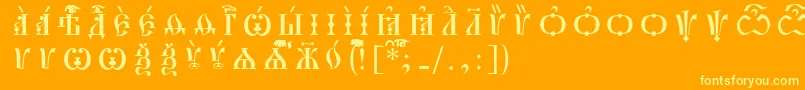 Подробнее о шрифте PochaevskCapsIeucsSpacedout Шрифт PochaevskCapsIeucsSpacedout – жёлтые шрифты на оранжевом фоне